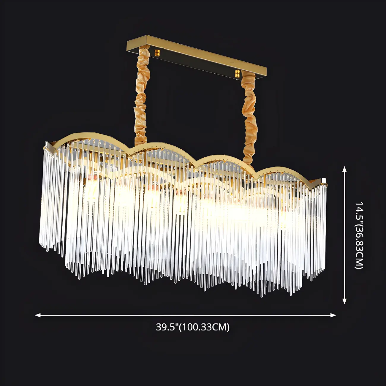 Gold Fluted Crystal Chain Chandelier for Dining Room Image - 8 | homeyfad