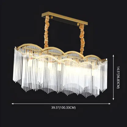 Gold Fluted Crystal Chain Chandelier for Dining Room Image - 8