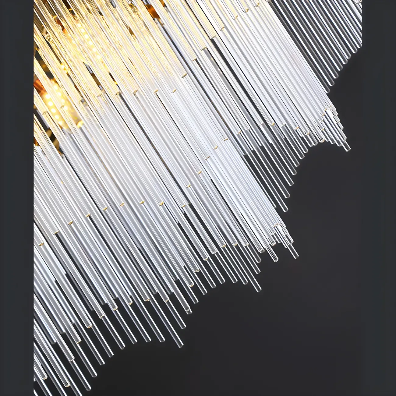 Gold Fluted Crystal Chain Chandelier for Dining Room Image - 10