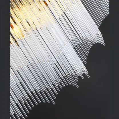 Gold Fluted Crystal Chain Chandelier for Dining Room Image - 10