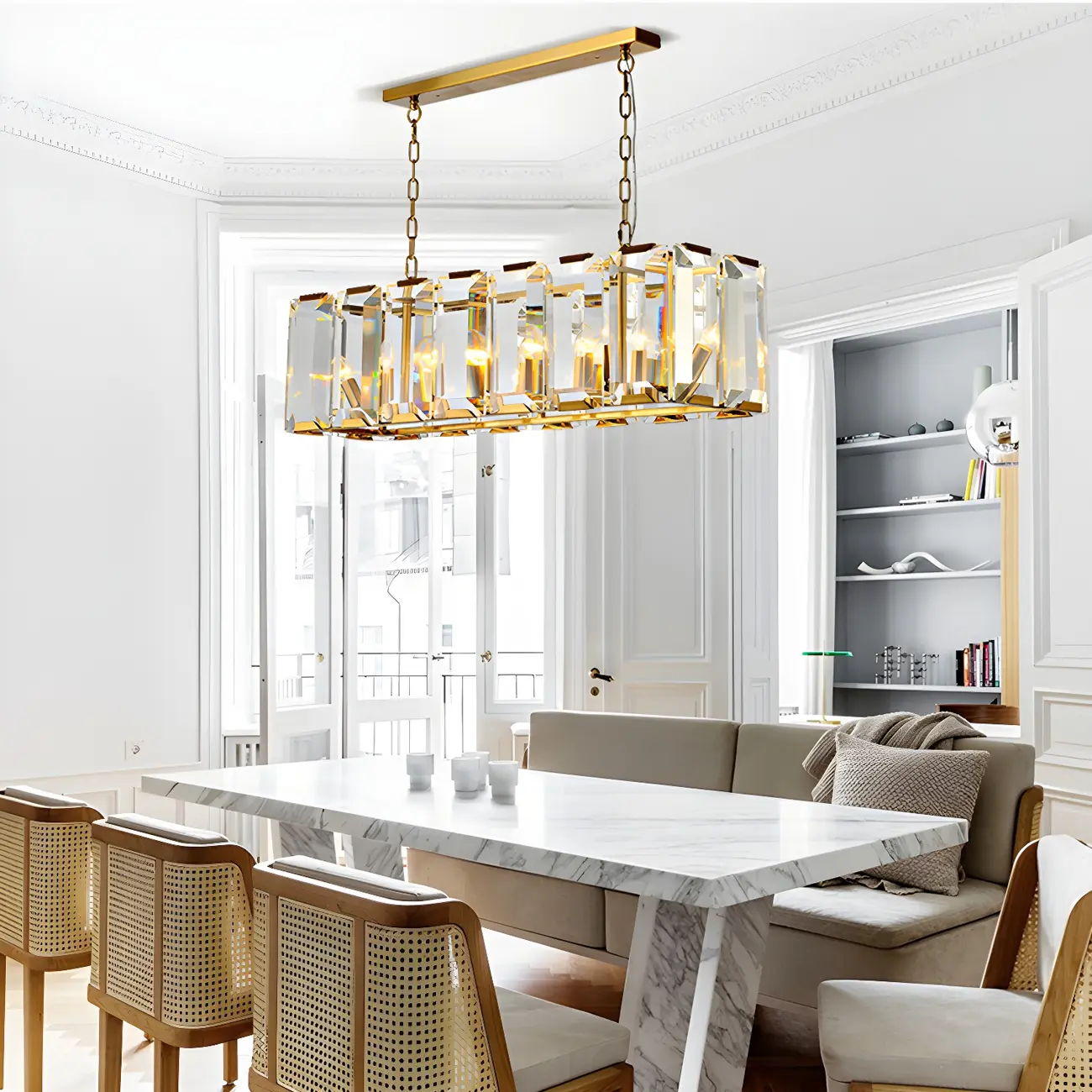 Modern Crystal Island Chandelier in Black and Gold Image - 1 | homeyfad