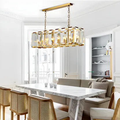 Modern Crystal Island Chandelier in Black and Gold Image - 1