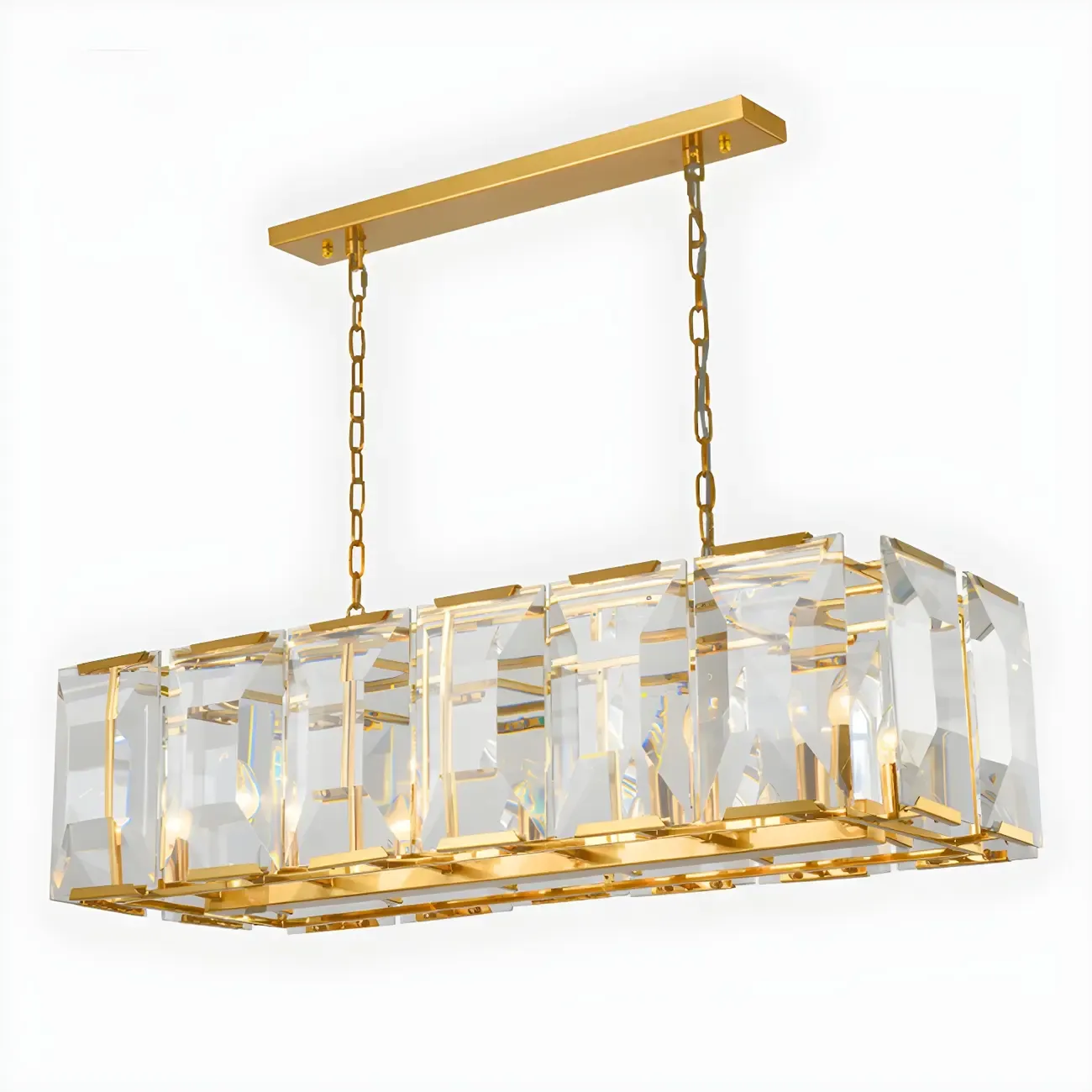 Modern Crystal Island Chandelier in Black and Gold Image - 4