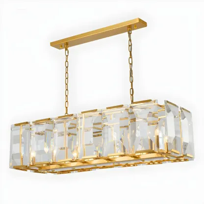 Modern Crystal Island Chandelier in Black and Gold Image - 4