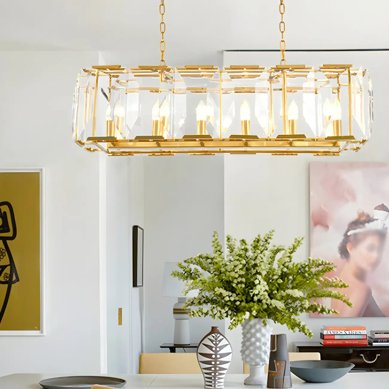Modern Crystal Island Chandelier in Black and Gold Image - 6 | homeyfad