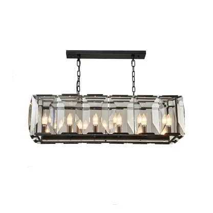 Modern Crystal Island Chandelier in Black and Gold Image - 7