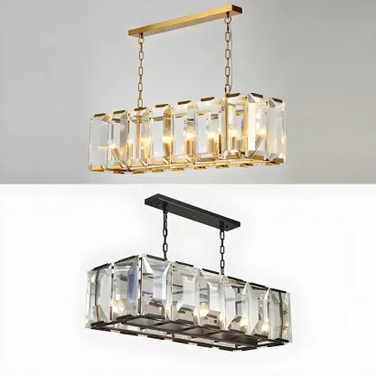 Modern Crystal Island Chandelier in Black and Gold Image - 9
