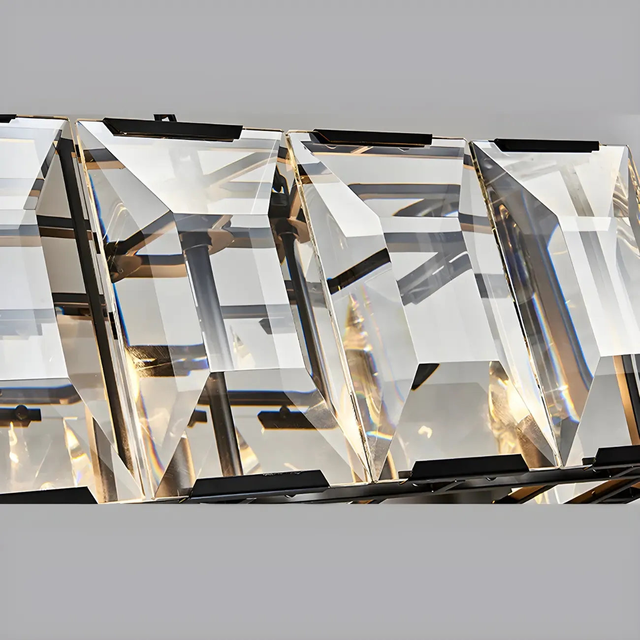 Modern Crystal Island Chandelier in Black and Gold Image - 13