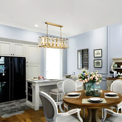 Modern Crystal Island Chandelier in Black and Gold Image - 14