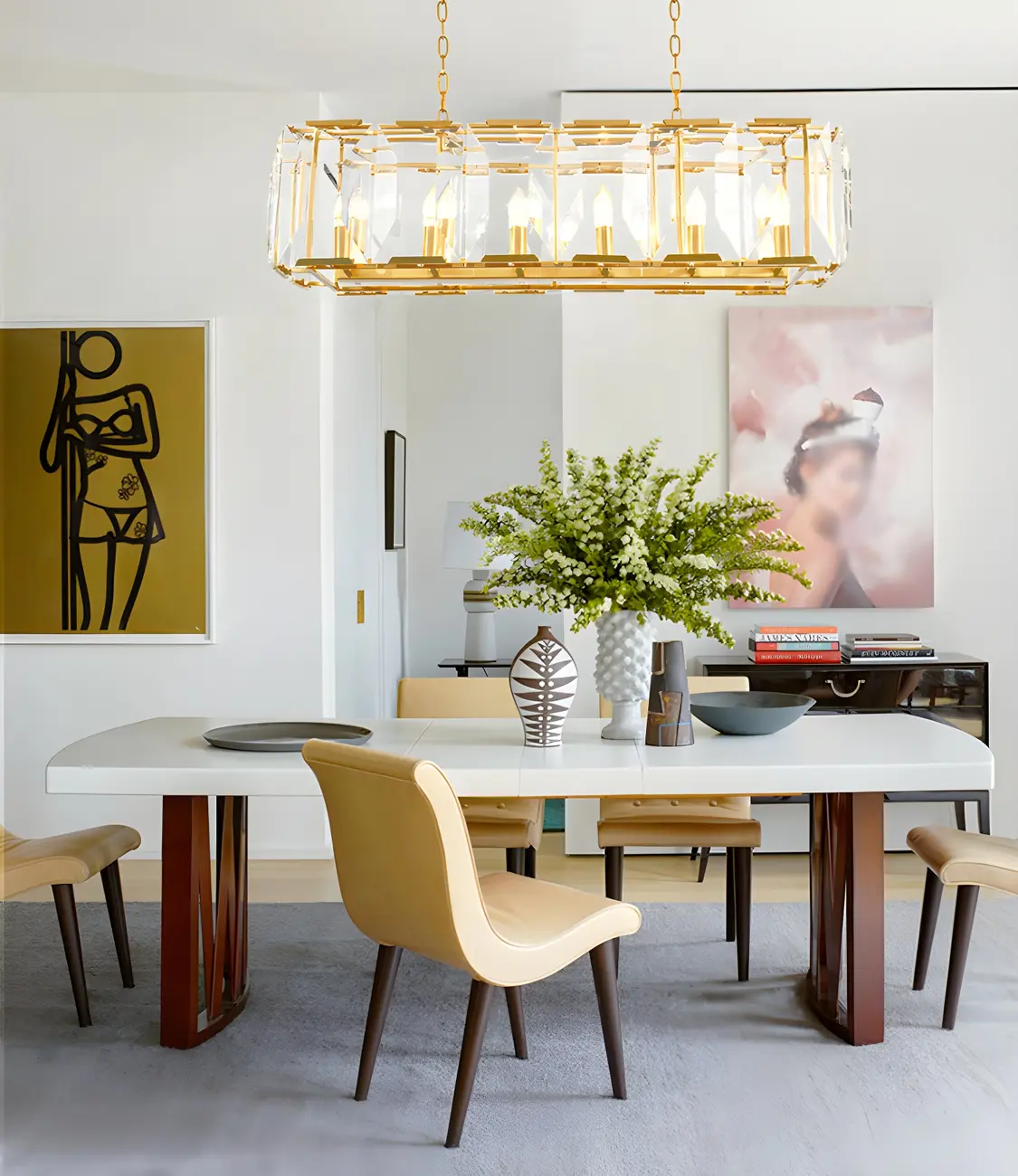 Modern Crystal Island Chandelier in Black and Gold Image - 15 | homeyfad