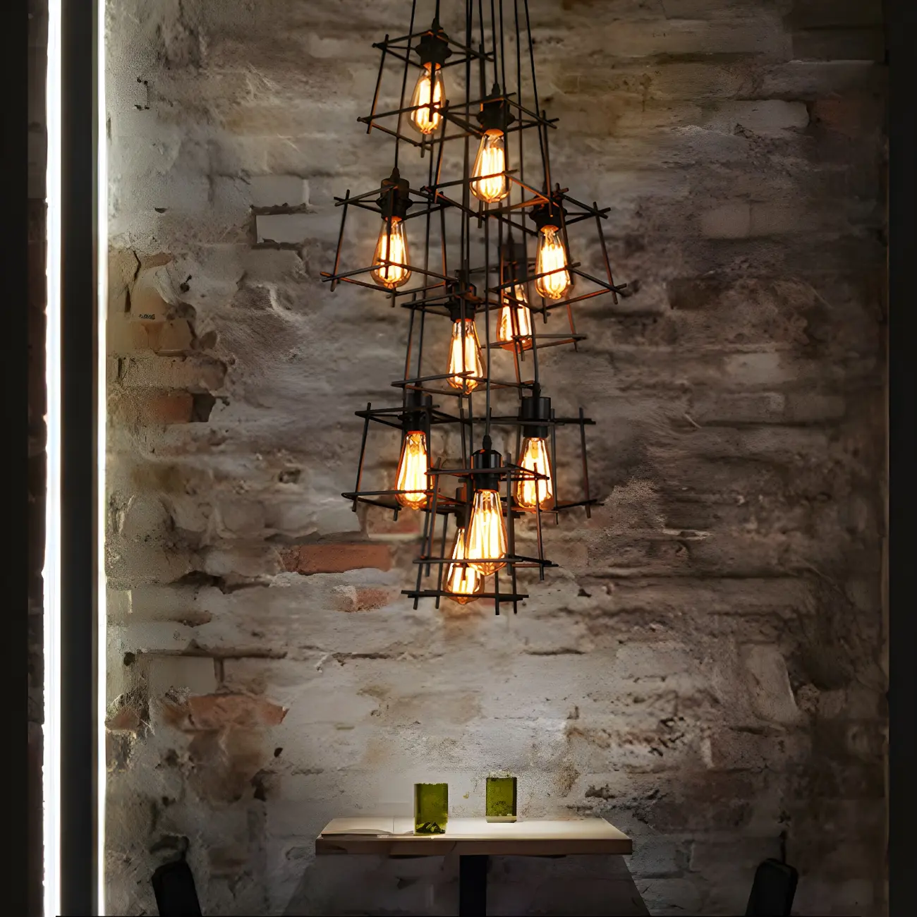 Large 10-Light Black Caged Industrial Pendant Chandelier | homeyfad