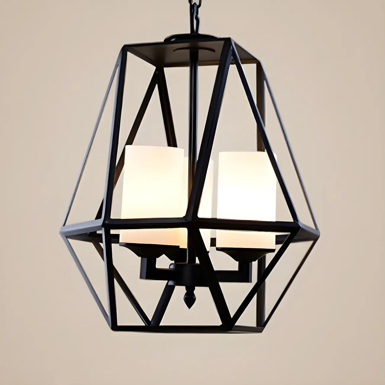 Black Geometric Iron Frame Modern Chandelier | homeyfad