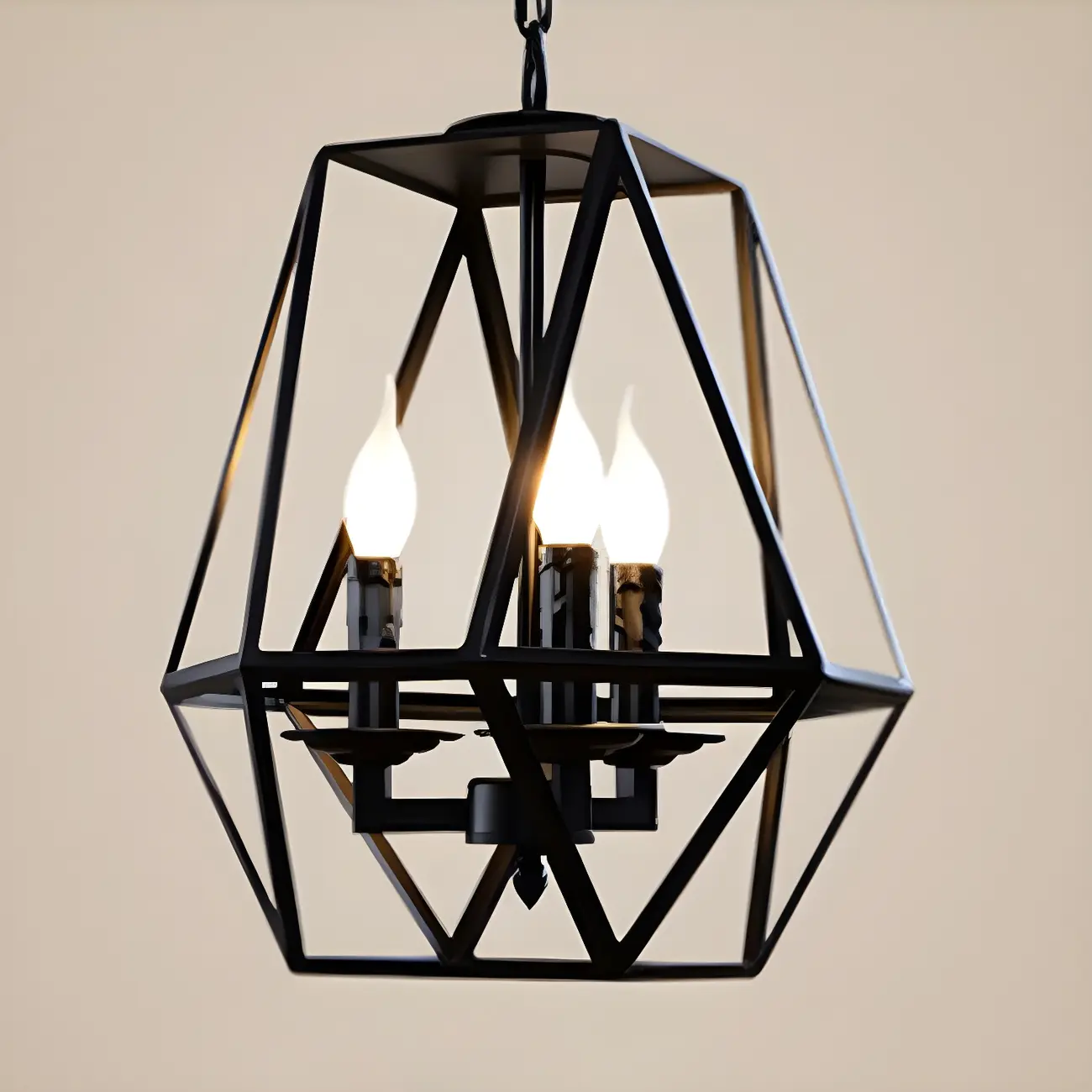 Black Geometric Iron Frame Modern Chandelier | homeyfad