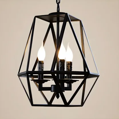 Black Geometric Iron Frame Modern Chandelier