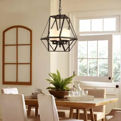 Black Geometric Iron Frame Modern Chandelier