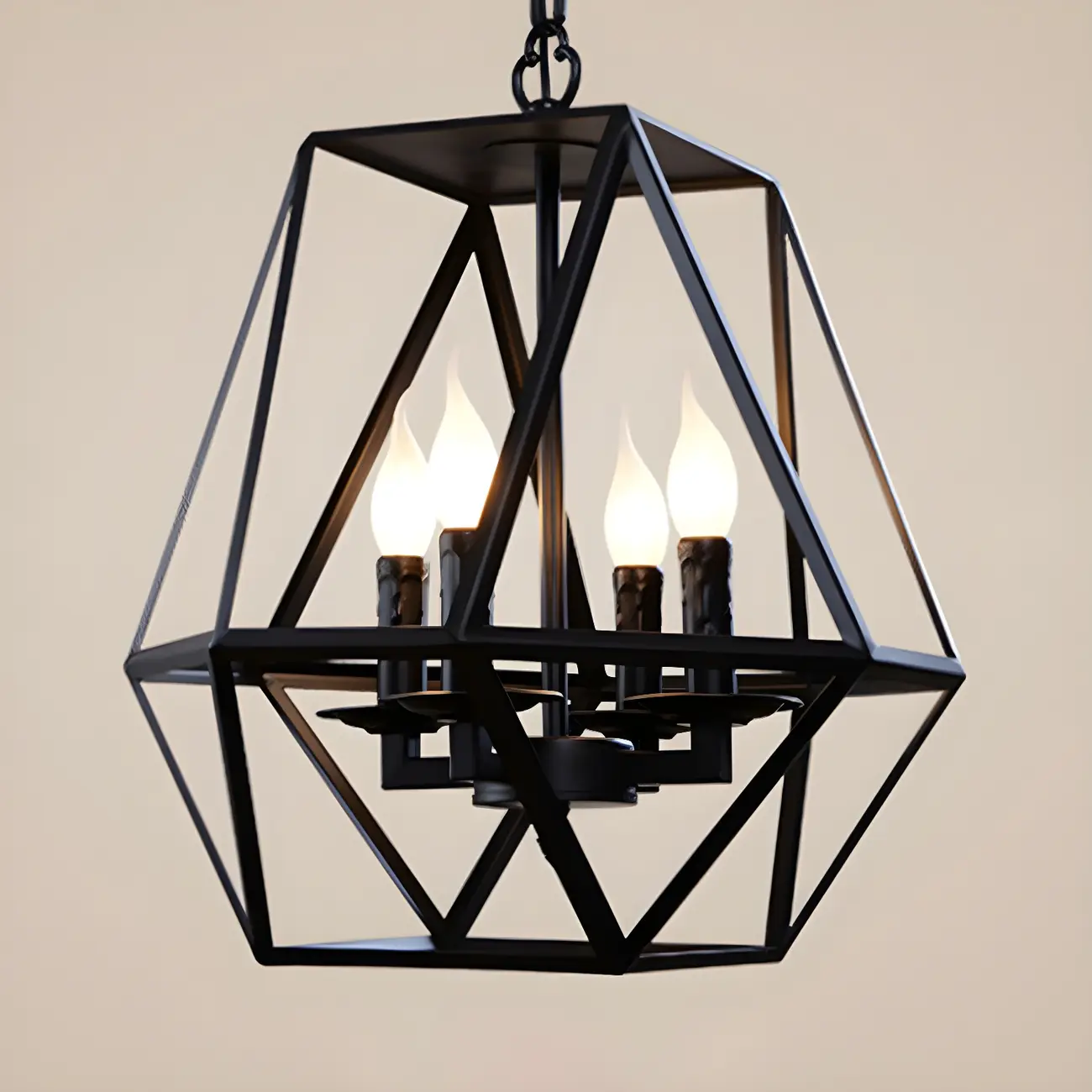 Black Geometric Iron Frame Modern Chandelier | homeyfad