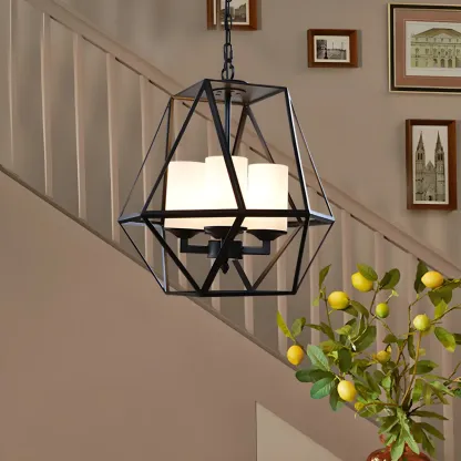 Black Geometric Iron Frame Modern Chandelier