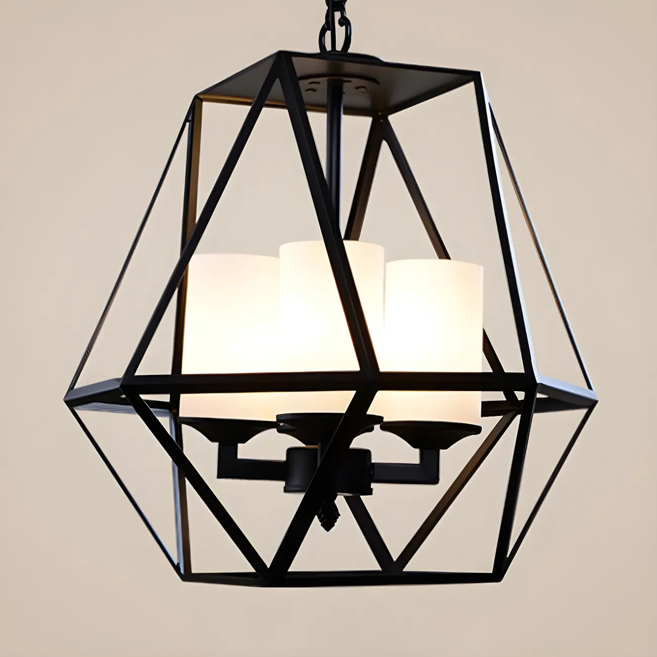 Black Geometric Iron Frame Modern Chandelier | homeyfad