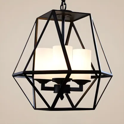 Black Geometric Iron Frame Modern Chandelier