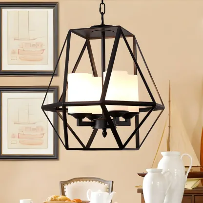 Black Geometric Iron Frame Modern Chandelier