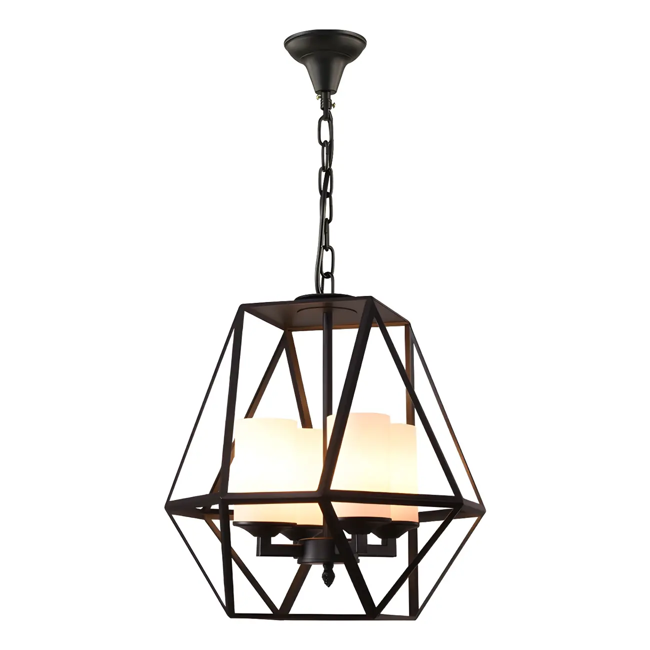 Black Geometric Iron Frame Modern Chandelier | homeyfad