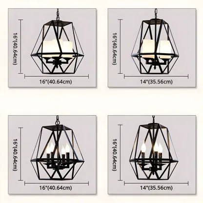 Black Geometric Iron Frame Modern Chandelier