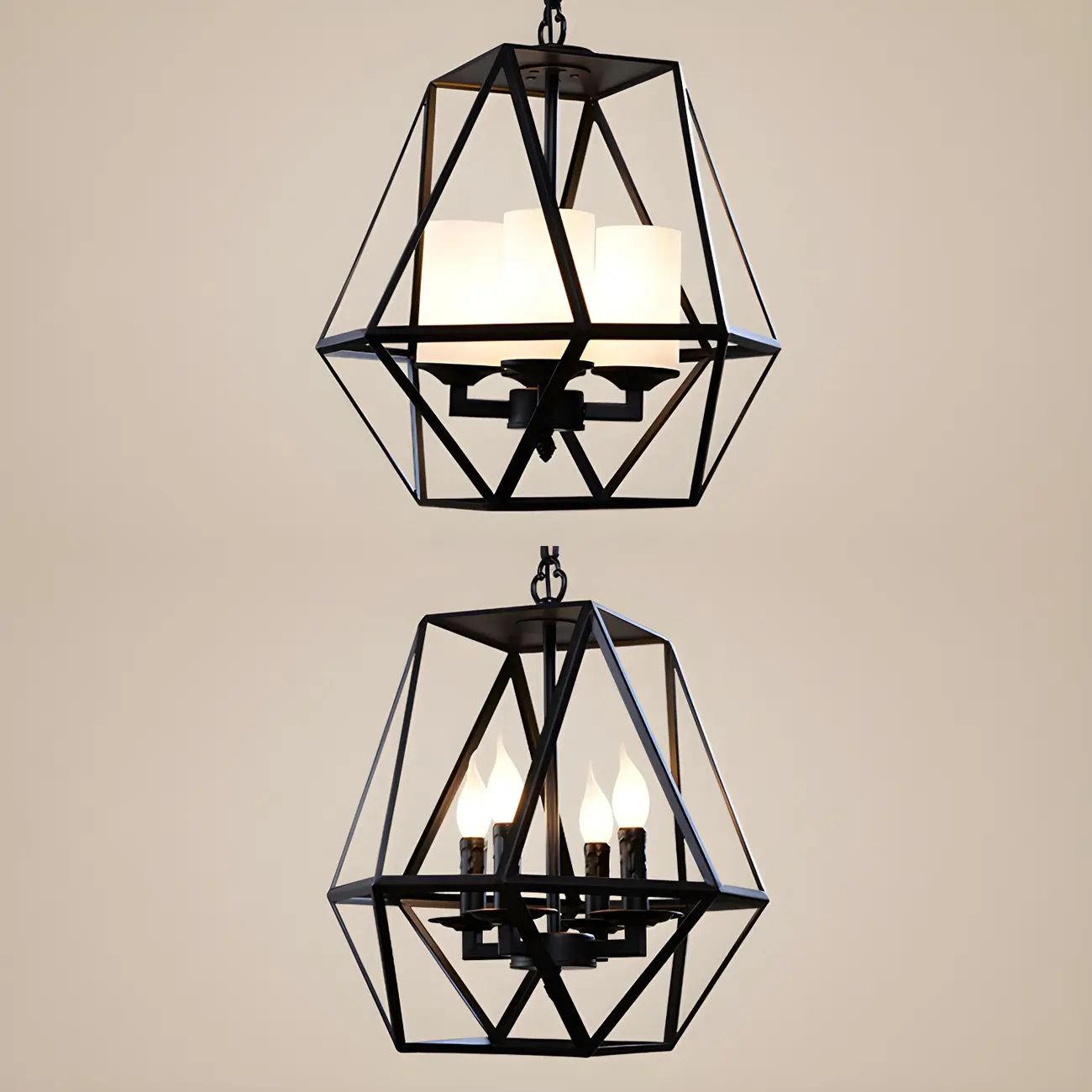 Black Geometric Iron Frame Modern Chandelier | homeyfad