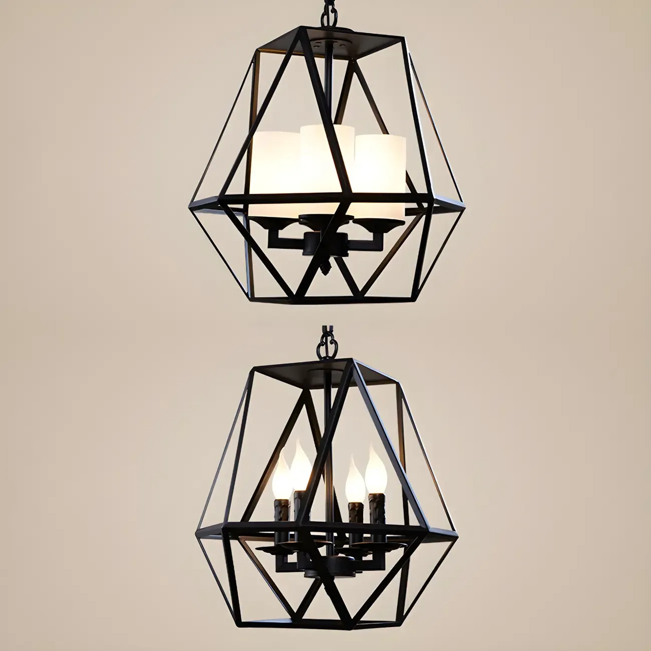 Black Geometric Iron Frame Modern Chandelier