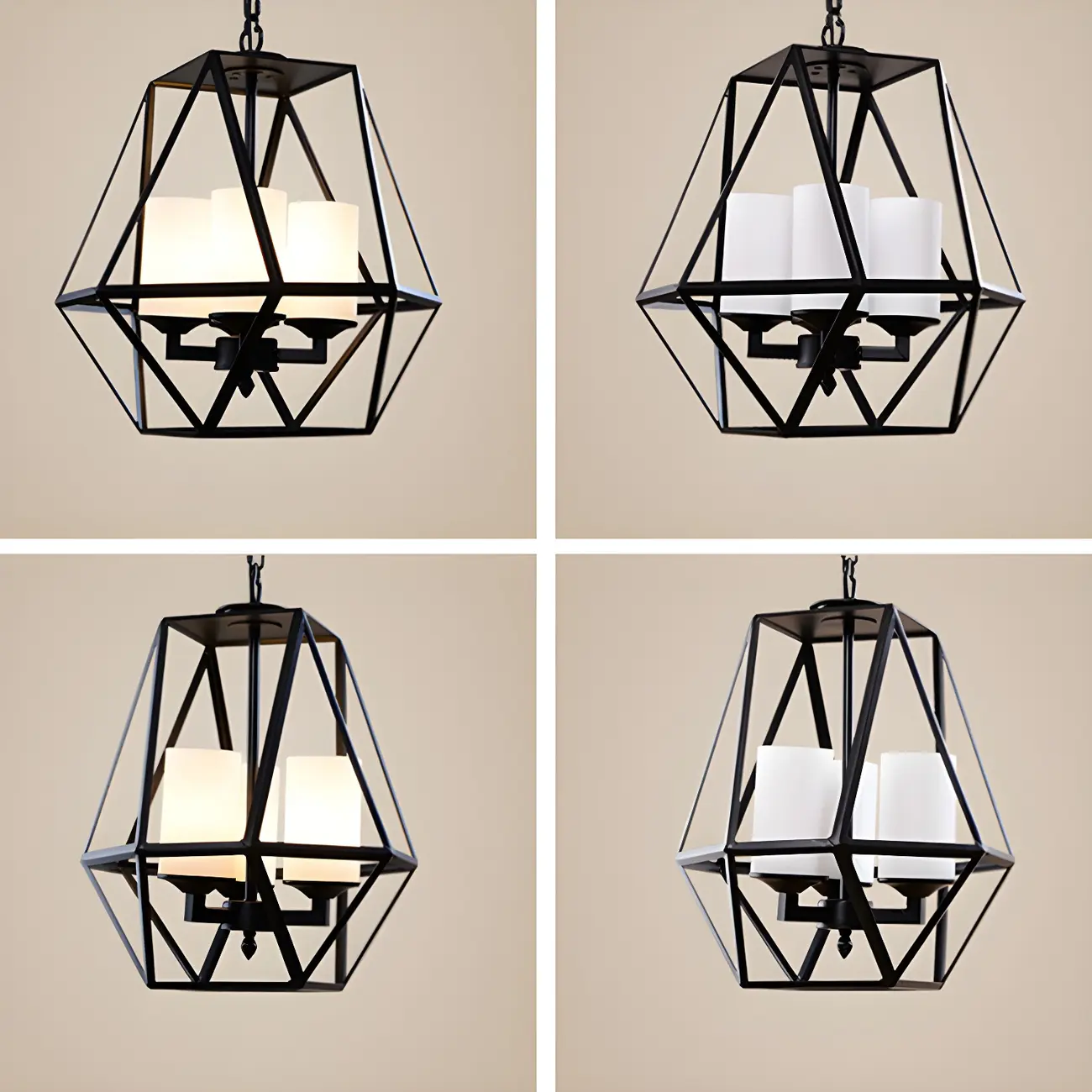 Black Geometric Iron Frame Modern Chandelier | homeyfad
