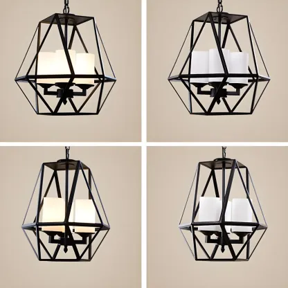 Black Geometric Iron Frame Modern Chandelier