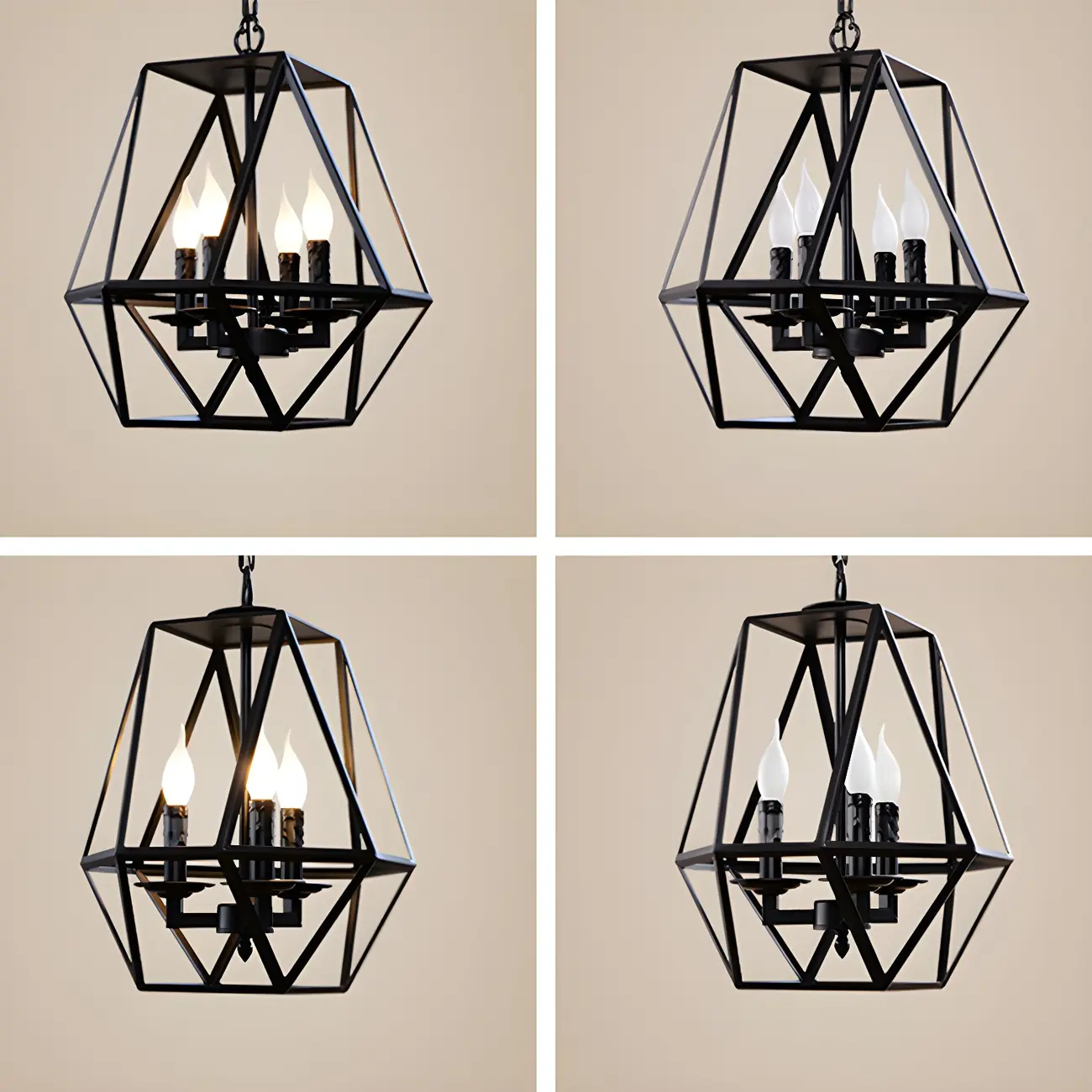 Black Geometric Iron Frame Modern Chandelier | homeyfad