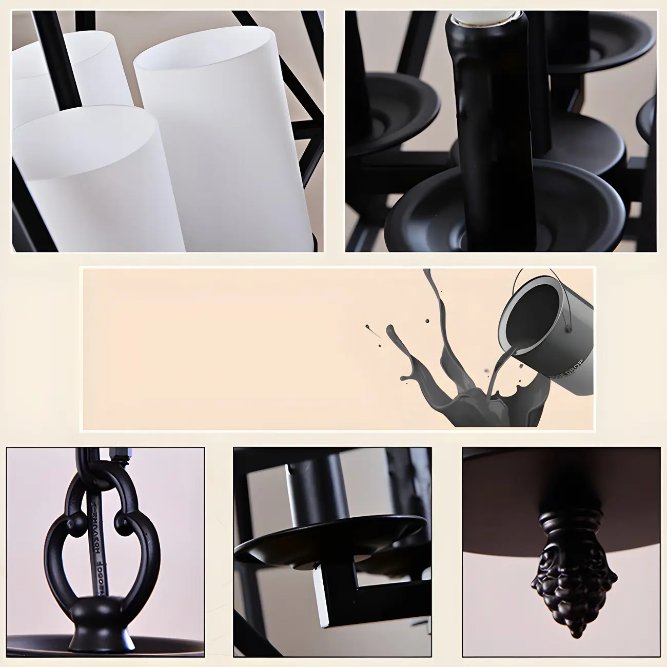 Black Geometric Iron Frame Modern Chandelier | homeyfad