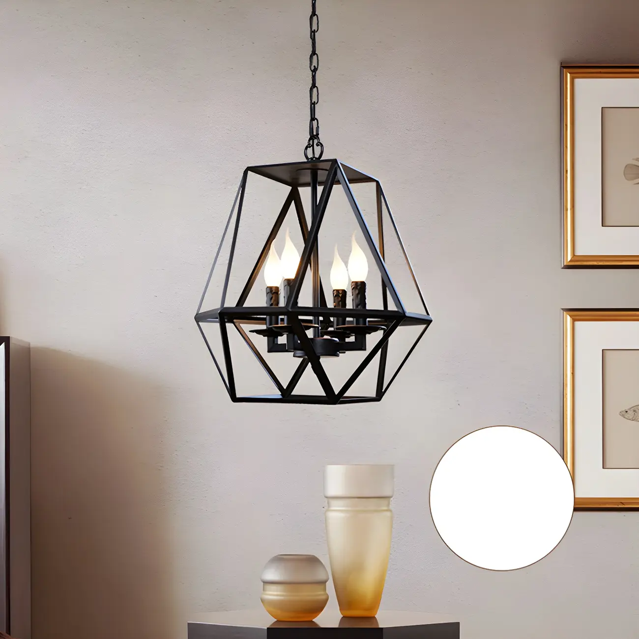 Black Geometric Iron Frame Modern Chandelier | homeyfad