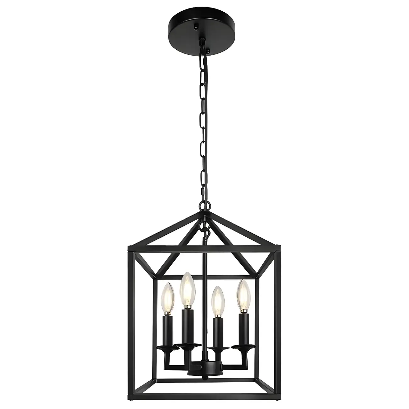 Black Square Metal Frame Modern Crystal Chandelier Image - 10