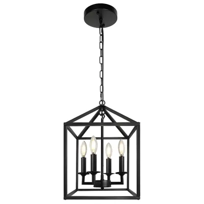 Black Square Metal Frame Modern Crystal Chandelier Image - 10