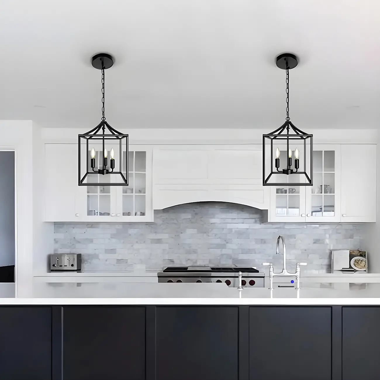 Black Square Metal Frame Modern Crystal Chandelier Image - 4 | homeyfad