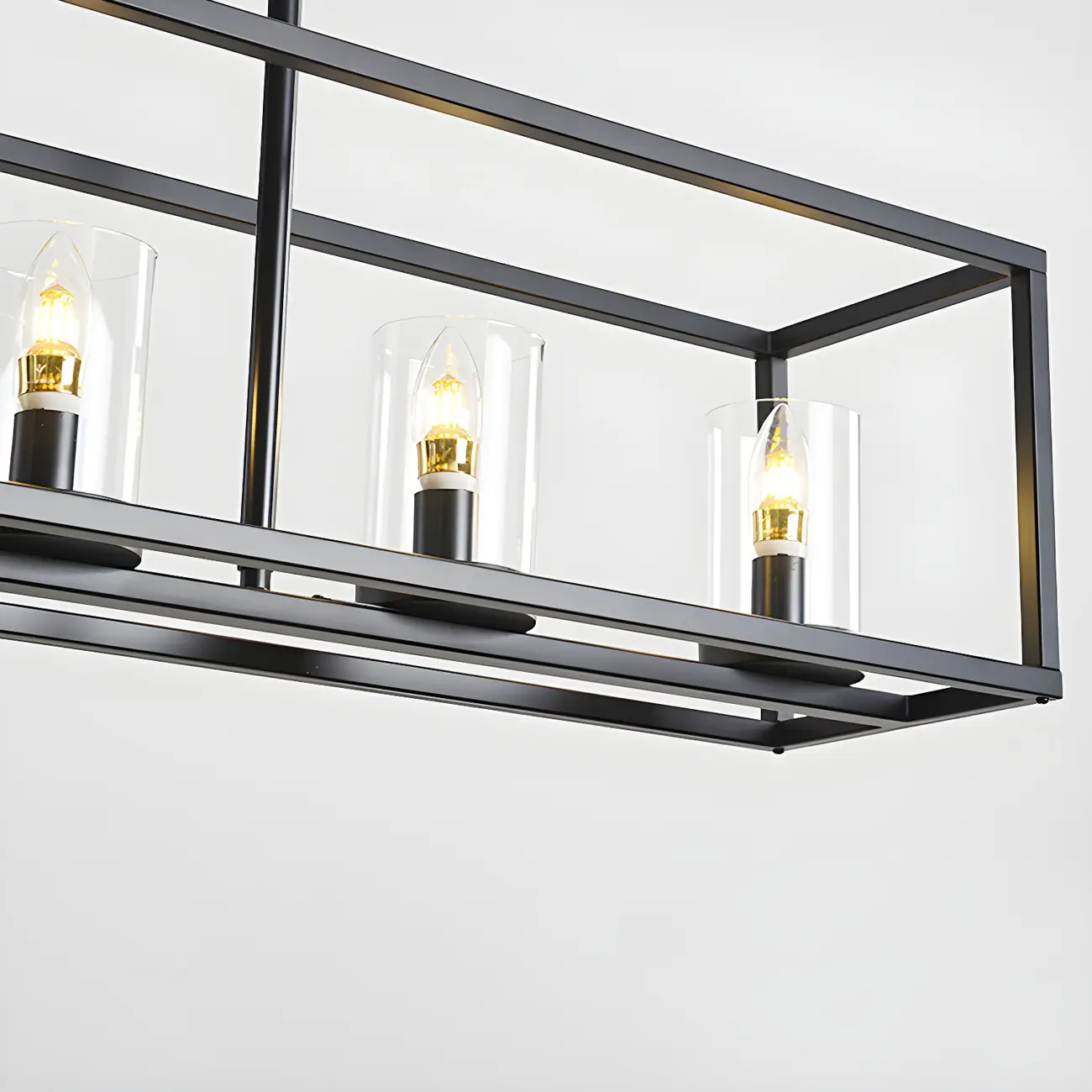 5-Light Industrial Black Glass Island Chandelier for Kitchen Image - 4 | homeyfad