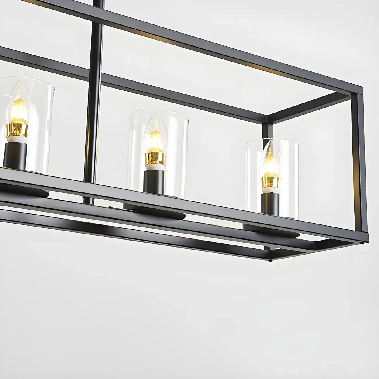 5-Light Industrial Black Glass Island Chandelier for Kitchen Image - 4