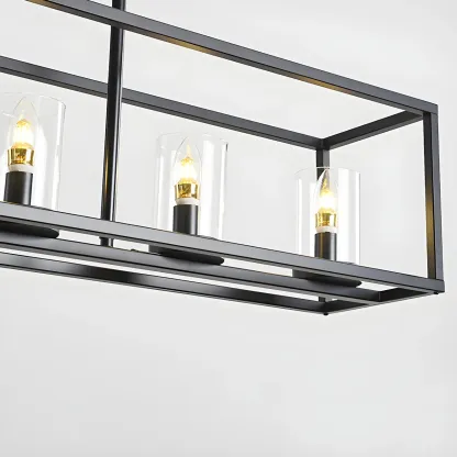 5-Light Industrial Black Glass Island Chandelier for Kitchen Image - 4