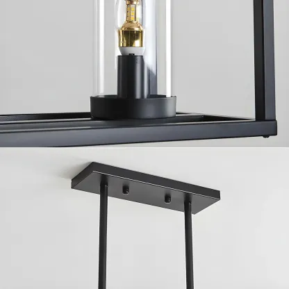 5-Light Industrial Black Glass Island Chandelier for Kitchen Image - 8