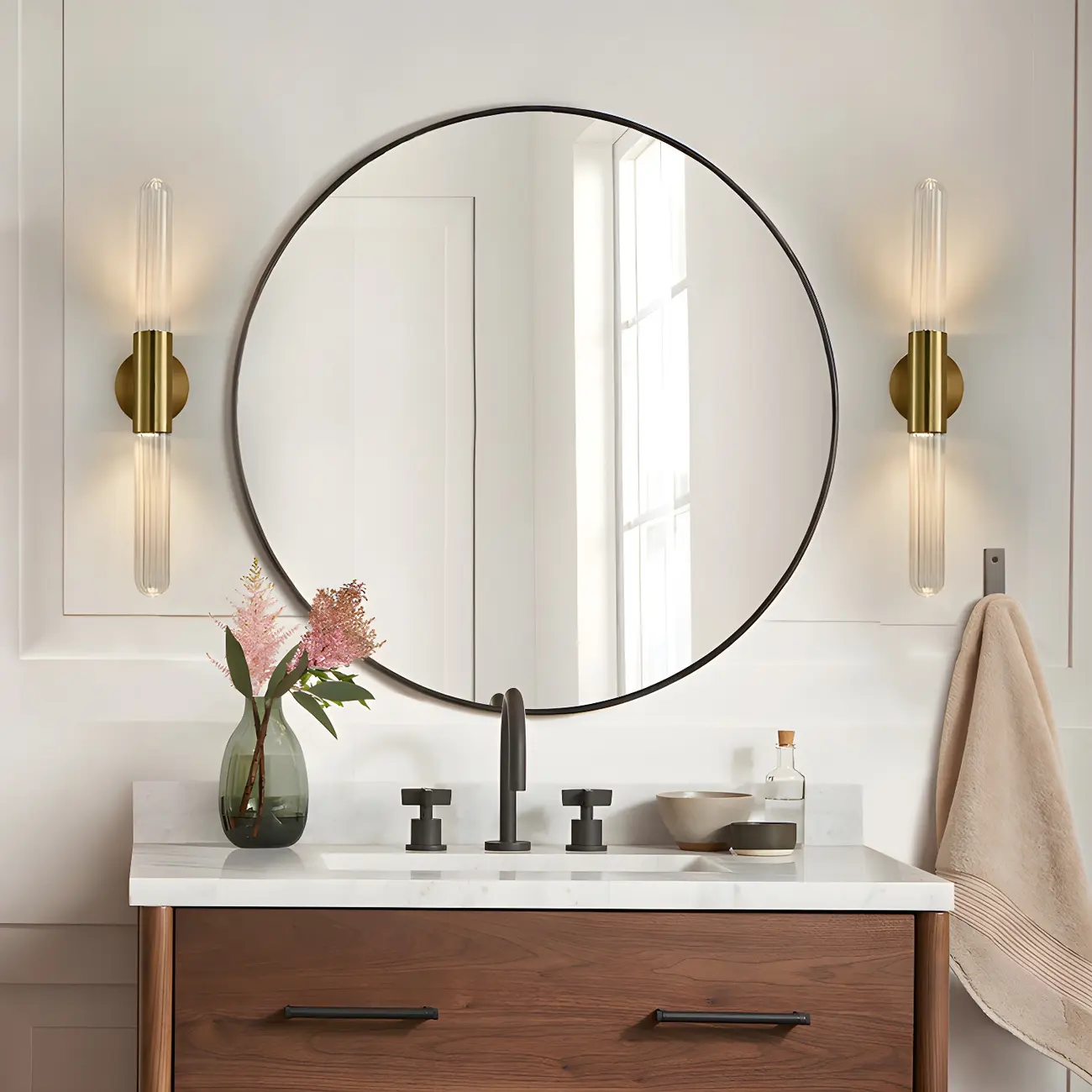 Cylinder Modern Brass 2-Light Vanity Light for Bathroom | homeyfad