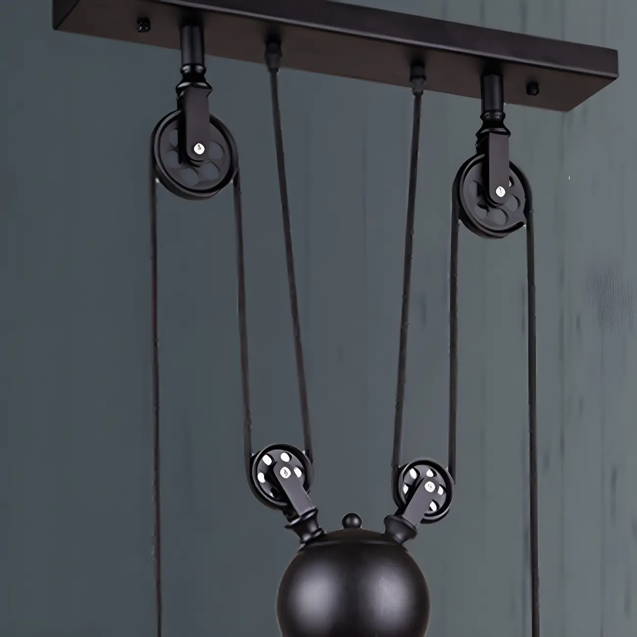 Industrial Black Metal Pulley Pendant Light for Kitchen Image - 6 | homeyfad
