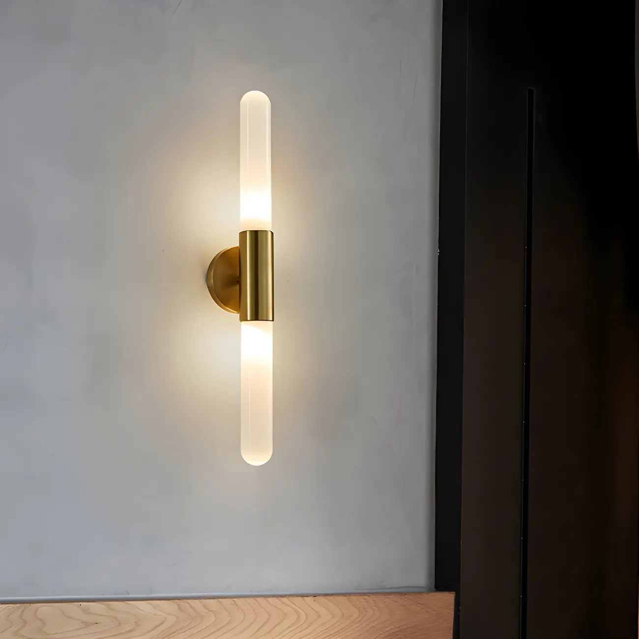 Cylinder Modern Brass 2-Light Vanity Light for Bathroom | homeyfad
