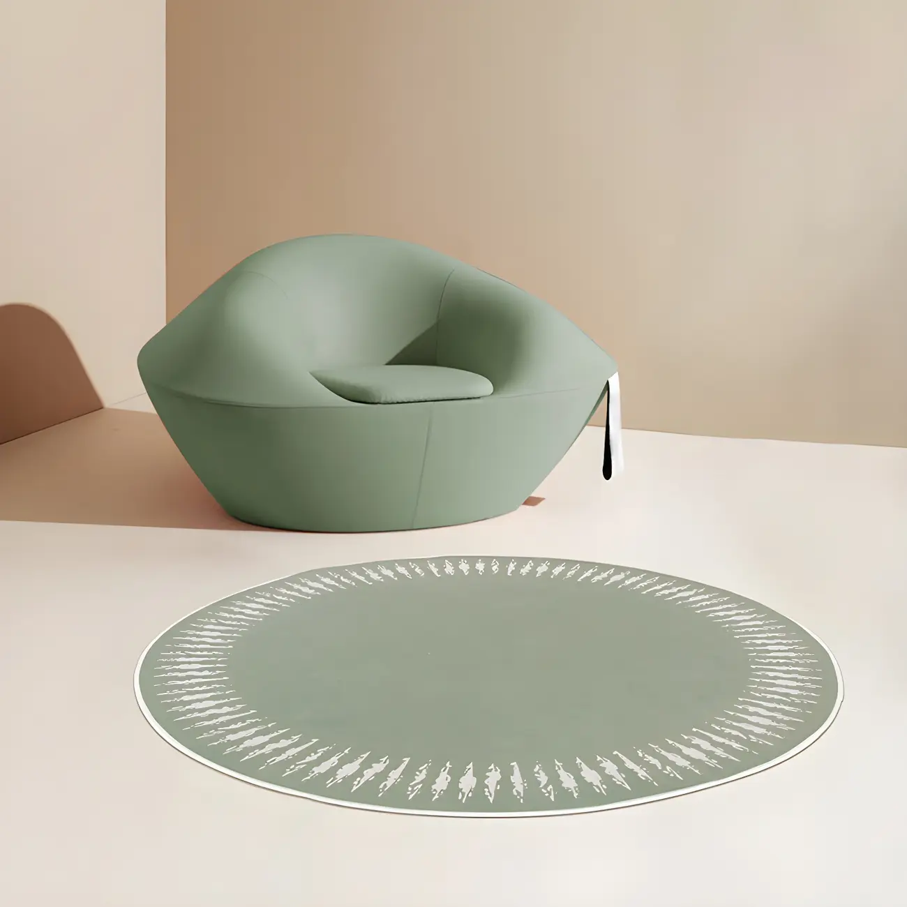 Scandinavian Green Round Polyester Area Rug for Living Room Image - 1 | homeyfad