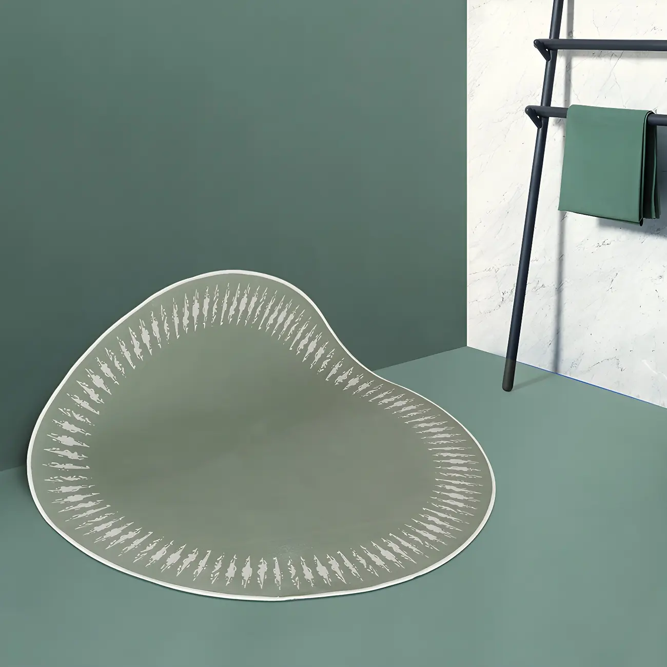 Scandinavian Green Round Polyester Area Rug for Living Room Image - 2 | homeyfad