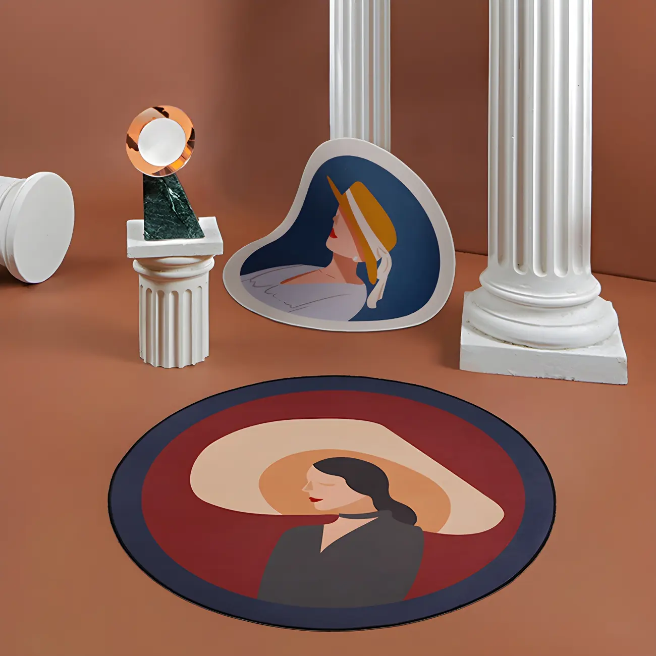 Scandinavian Round Portrait Polyester Area Rug for Bedroom Image - 1 | homeyfad