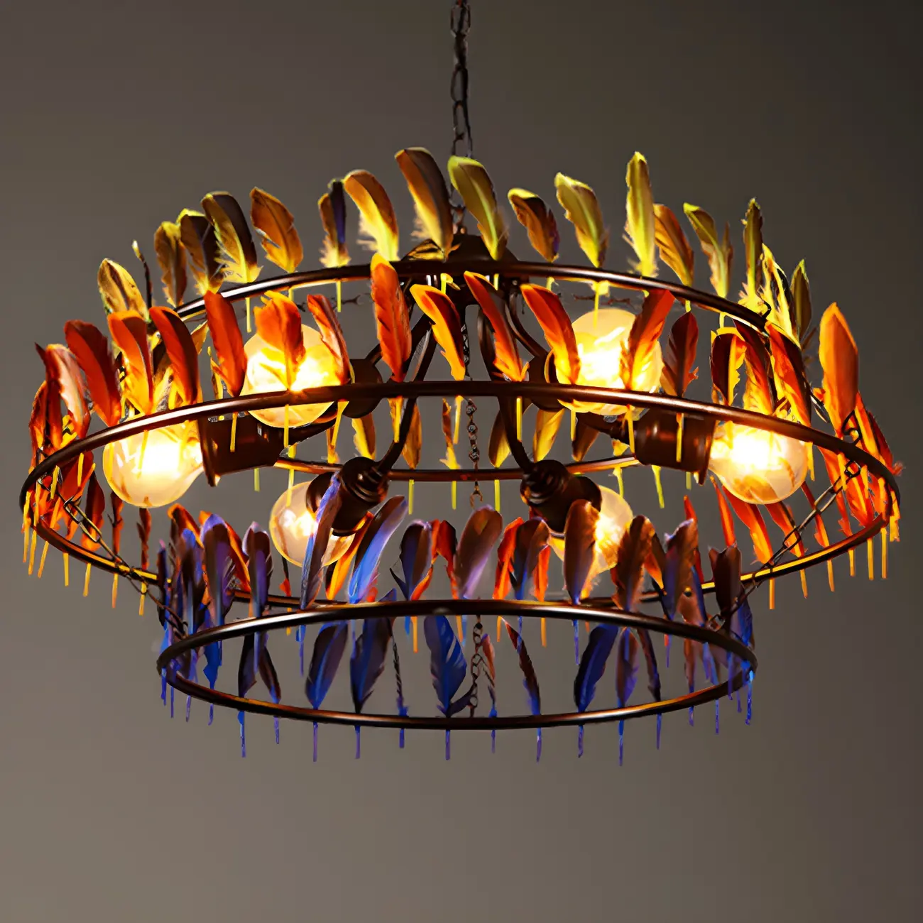 Boho Feather Chandelier for Living Room Image - 1 | homeyfad