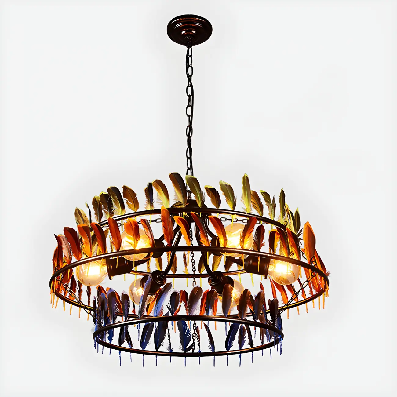 Boho Feather Chandelier for Living Room Image - 6 | homeyfad