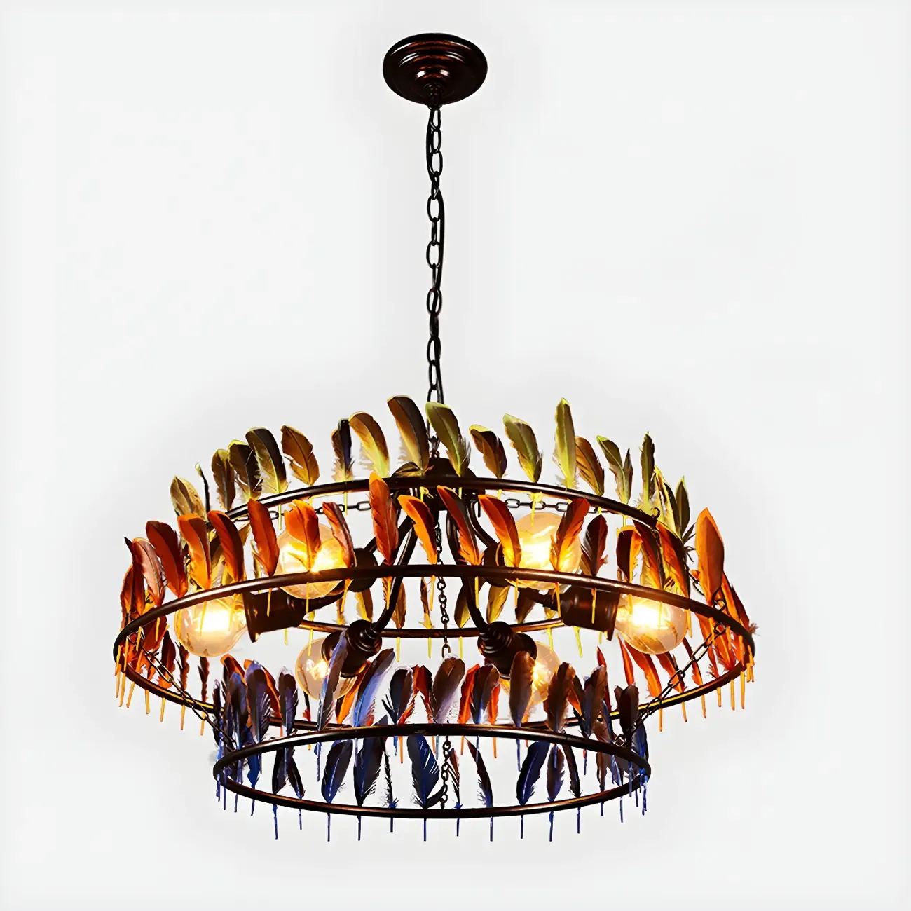 Boho Feather Chandelier for Living Room Image - 6