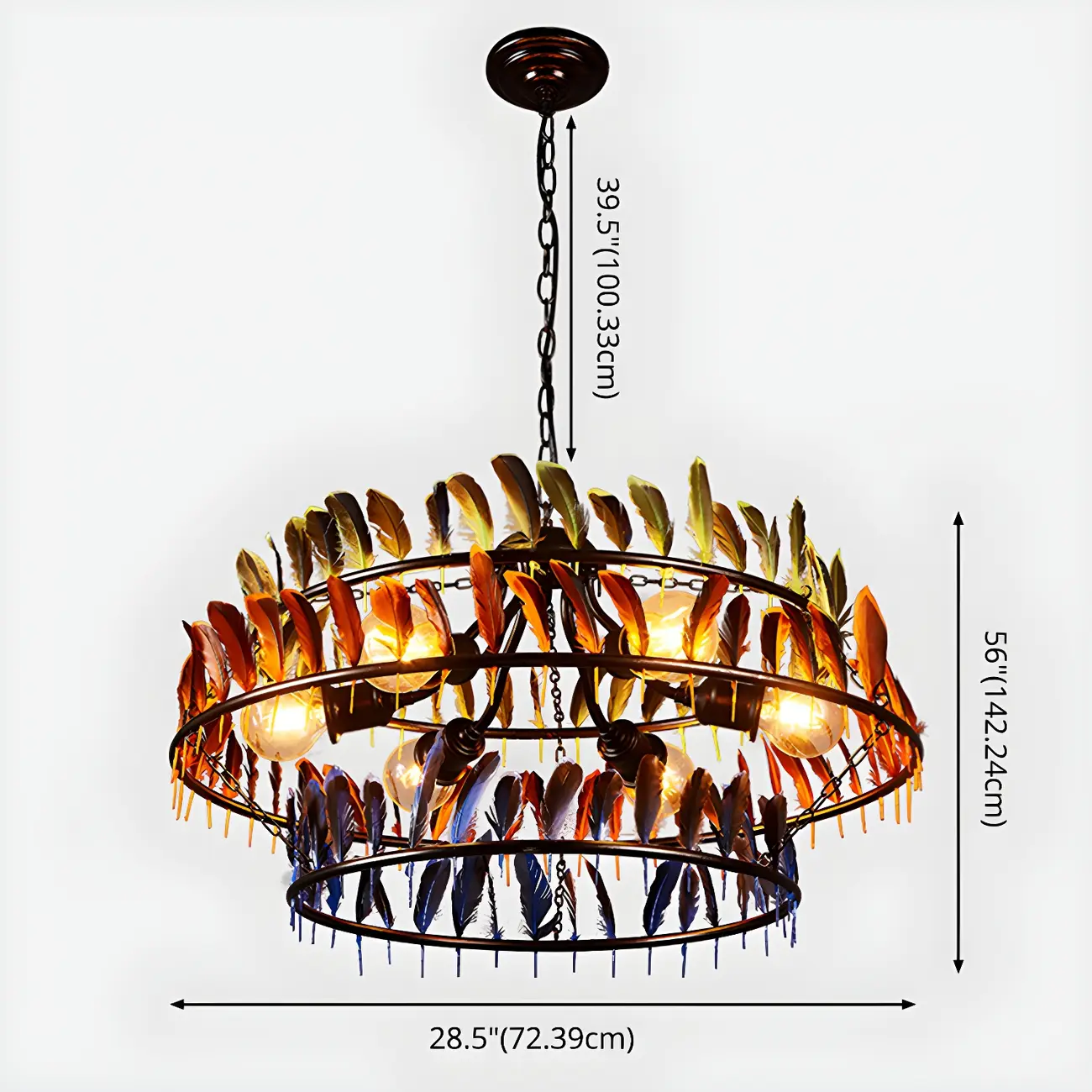 Boho Feather Chandelier for Living Room Image - 7 | homeyfad